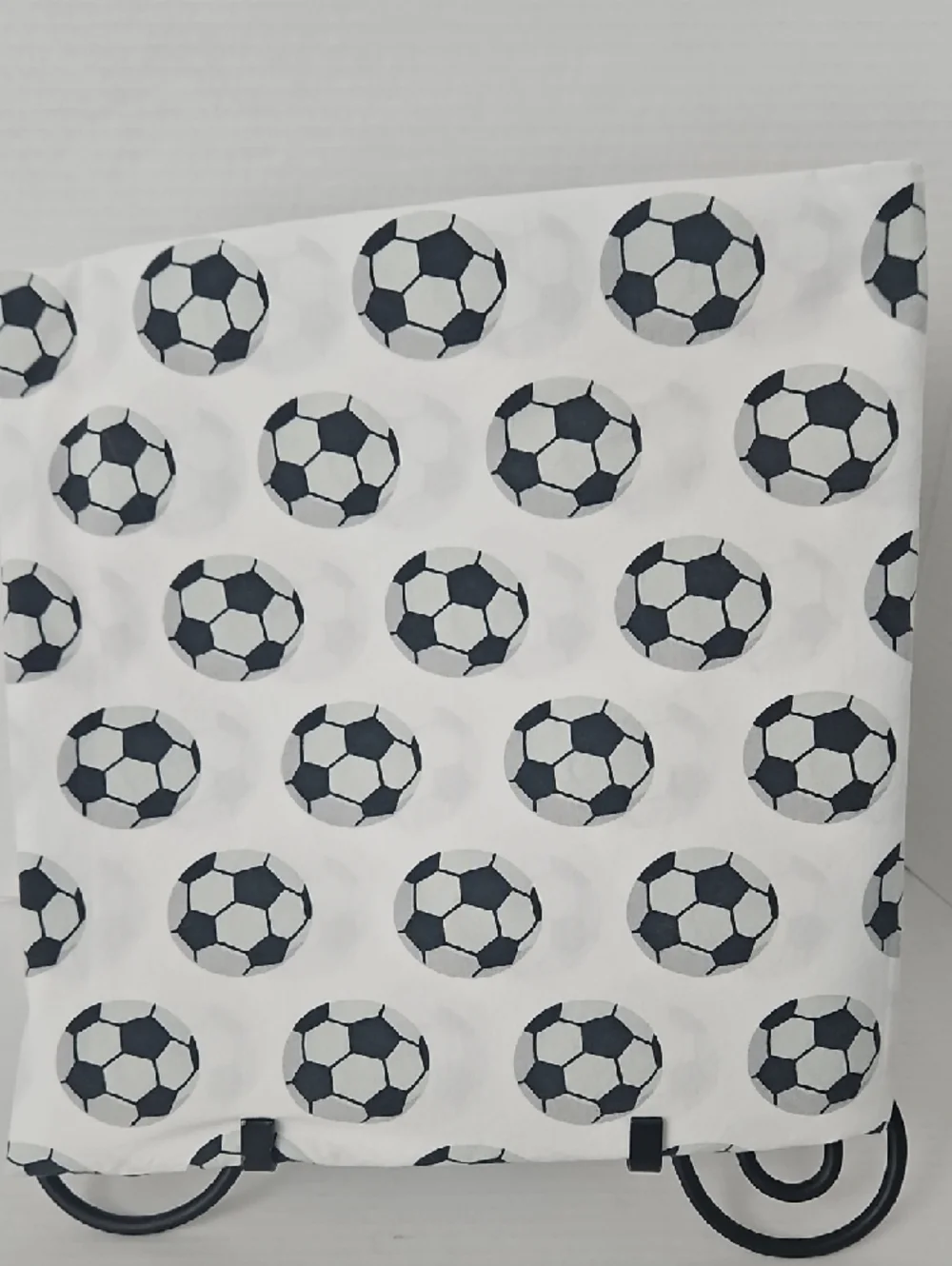Crate&Barrel White Black Gray Soccer Ball Motif Organic Cotton Twin Flat Sheet